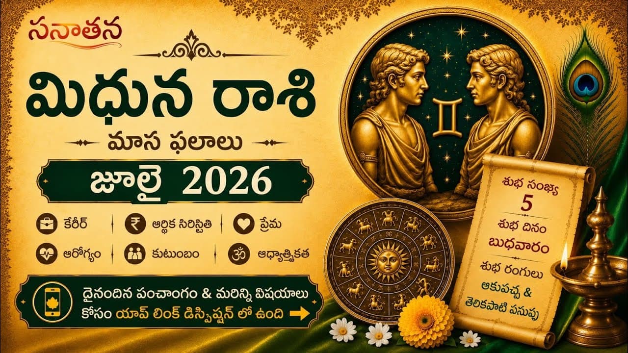 మిథున రాశి నేటి రాశిఫలాలు | జూలై 2026 | Gemini Horoscope Today Telugu